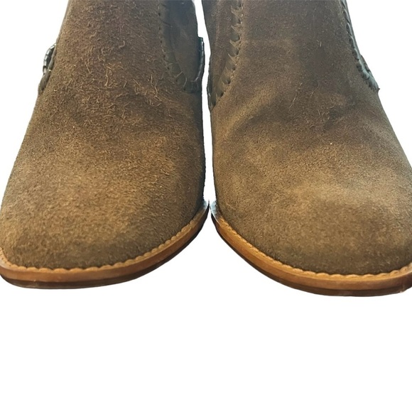 Jack Rogers Kyle Evergreen Suede Booties Heel Ankle Boots Side Zipper Size 7.5 - Picture 5 of 8